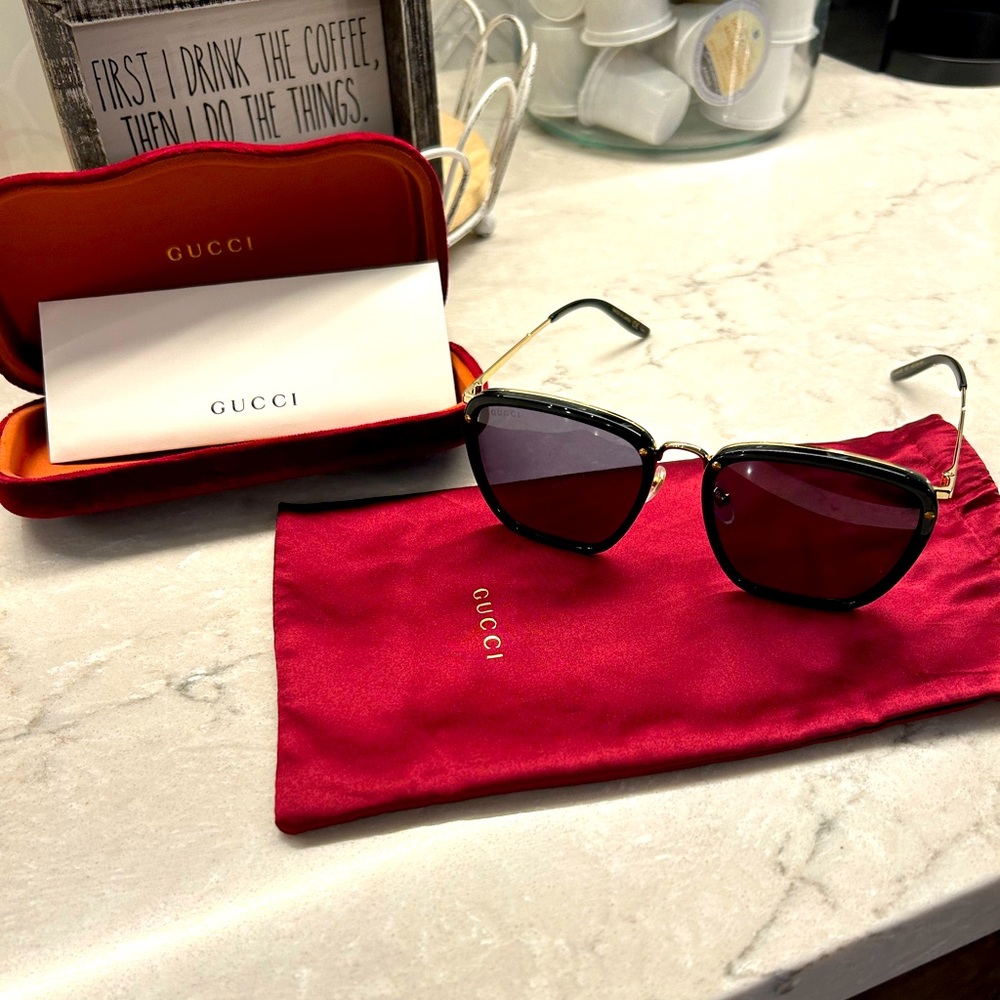 NEW Gucci Square Acetate & Metal Sunglasses